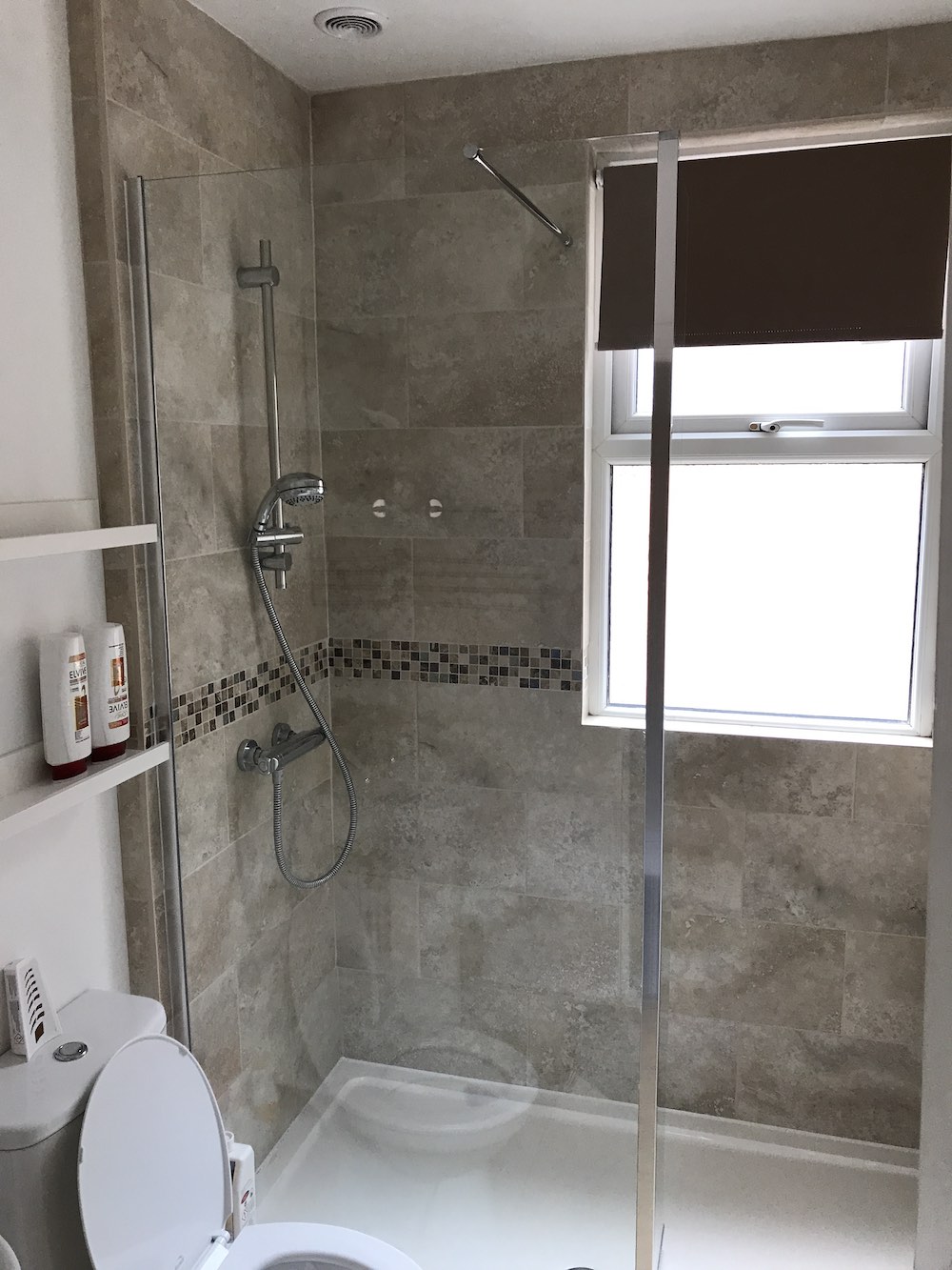 Shower in the large bathroom