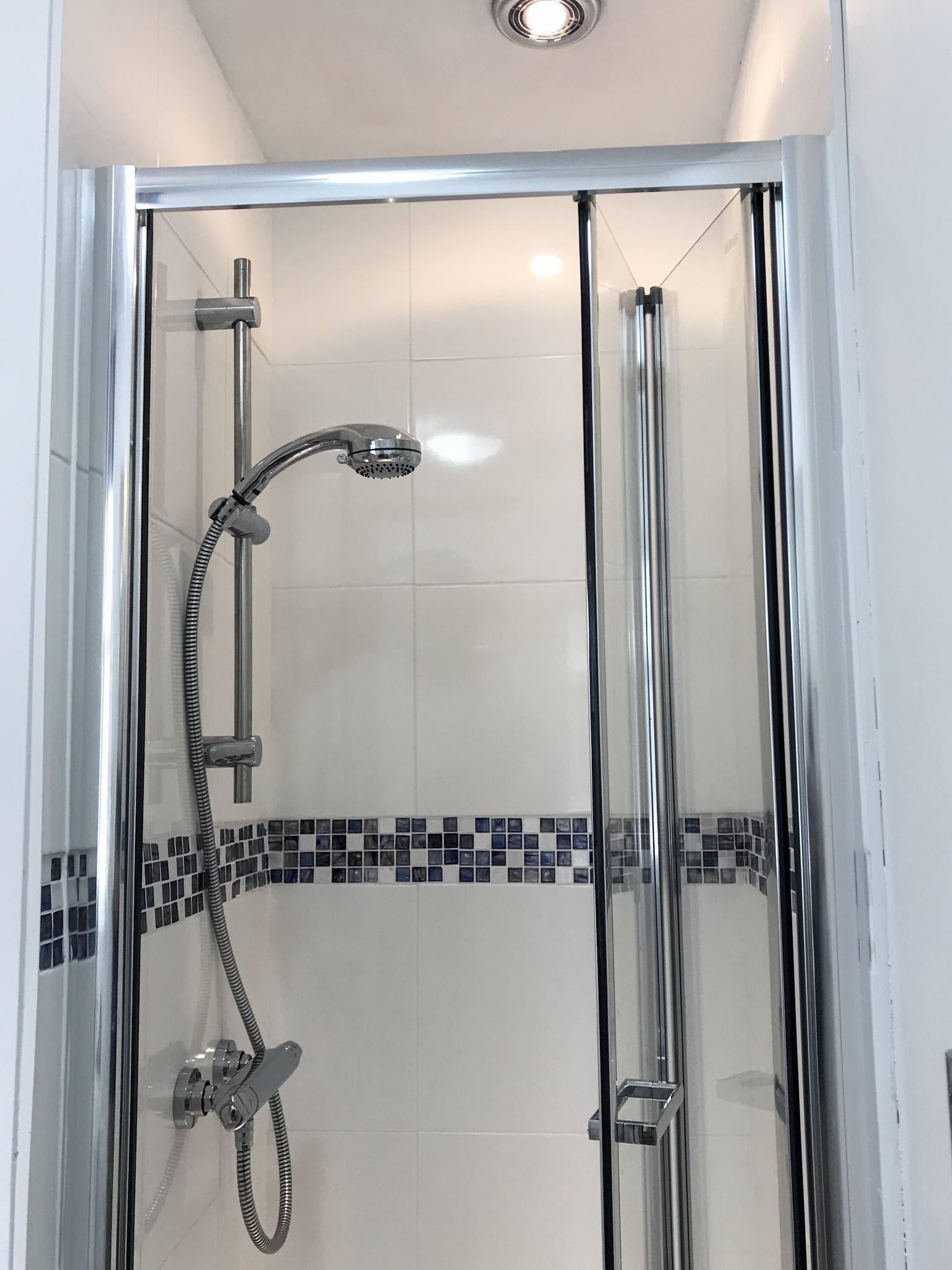 Shower in the small bathroom
